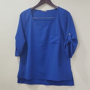 Sis.Sis Royal Blue Boxy 3/4 Sleeve Blouse